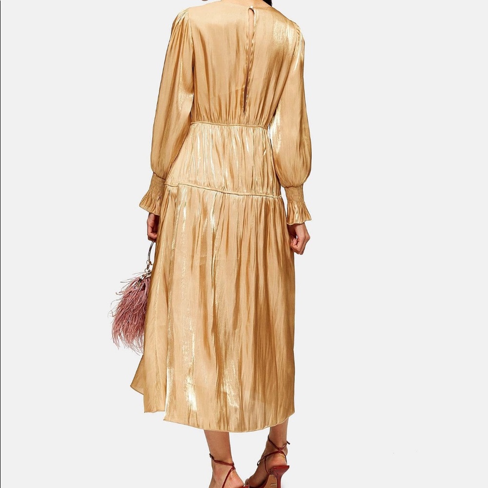 Topshop Gold Ruched Dress - Picture 2 of 3